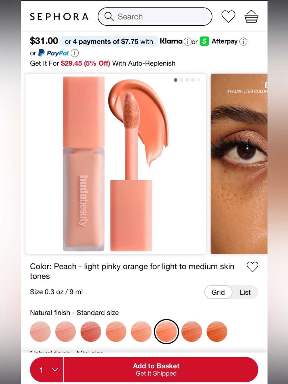 HUDA BEAUTY Peach Liquid Matte Lip Tint